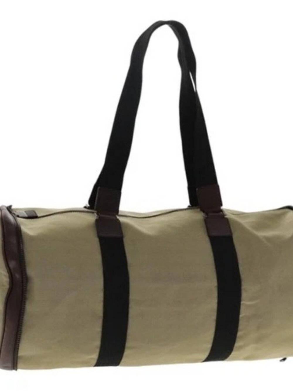 Salvatore Ferragamo Boston Bag Canvas Beige Silver Auth 90049
